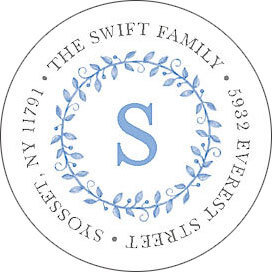 Blue Painted Precious Round Address Labels